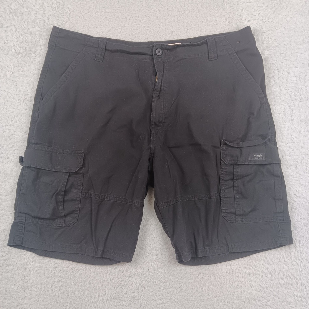 Wrangler Relaxed Fit Cargo Short Mens 42 Black Stretch Cotton Twill 112314939